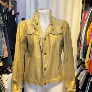 JKL NYC Elegant Gold Leather Women's Jacket